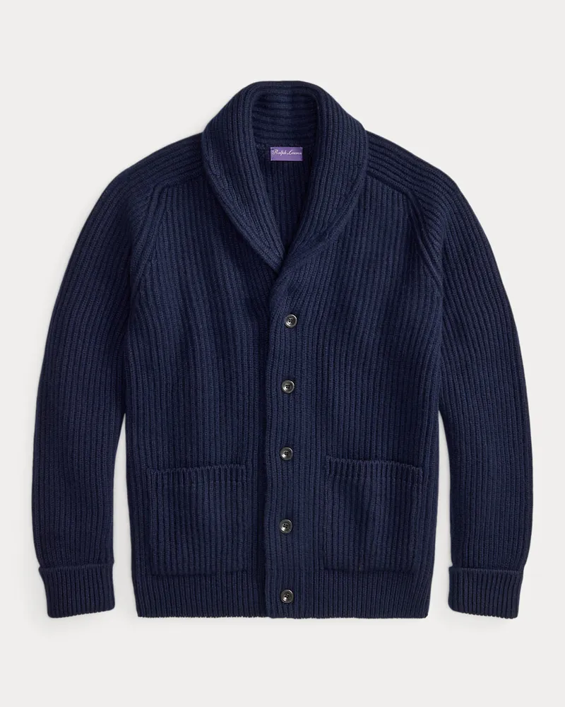 Ralph Lauren Strukturierter Cardigan aus Kaschmir Blue