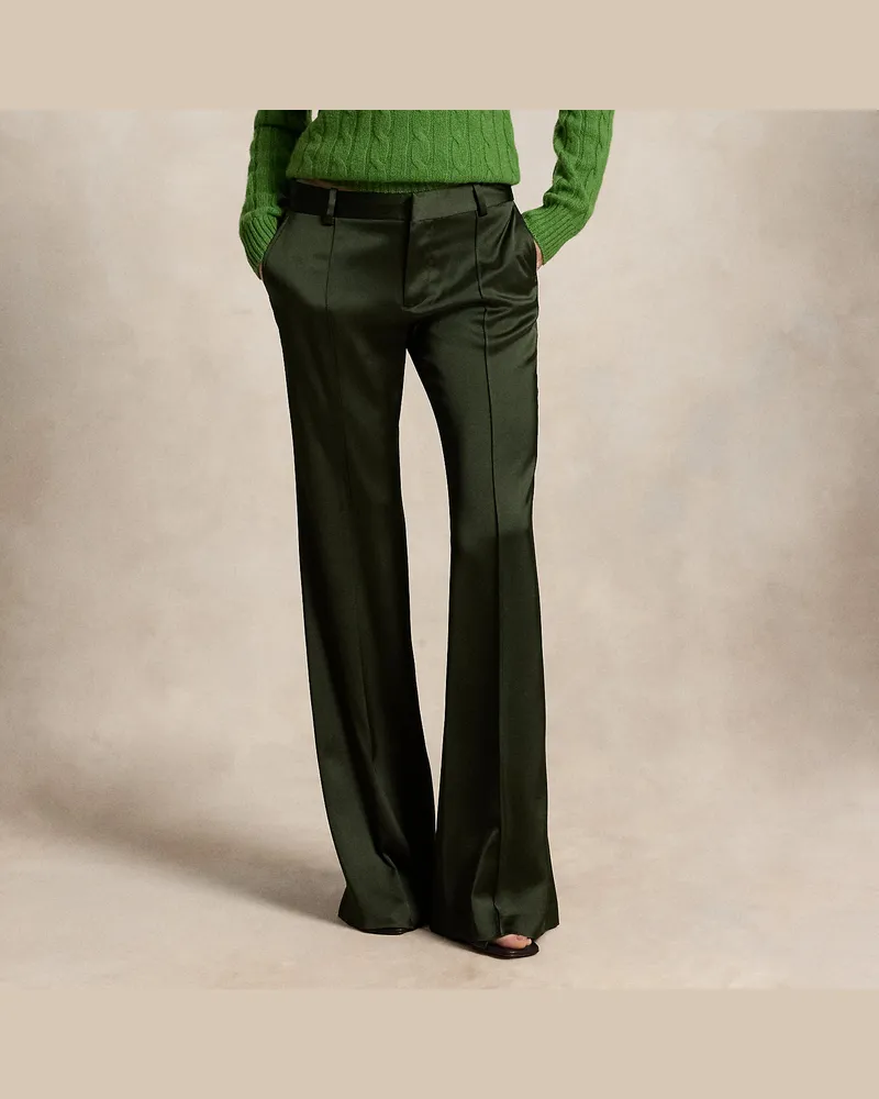 Ralph Lauren Satin-Schlaghose mit niedriger Leibhöhe Green
