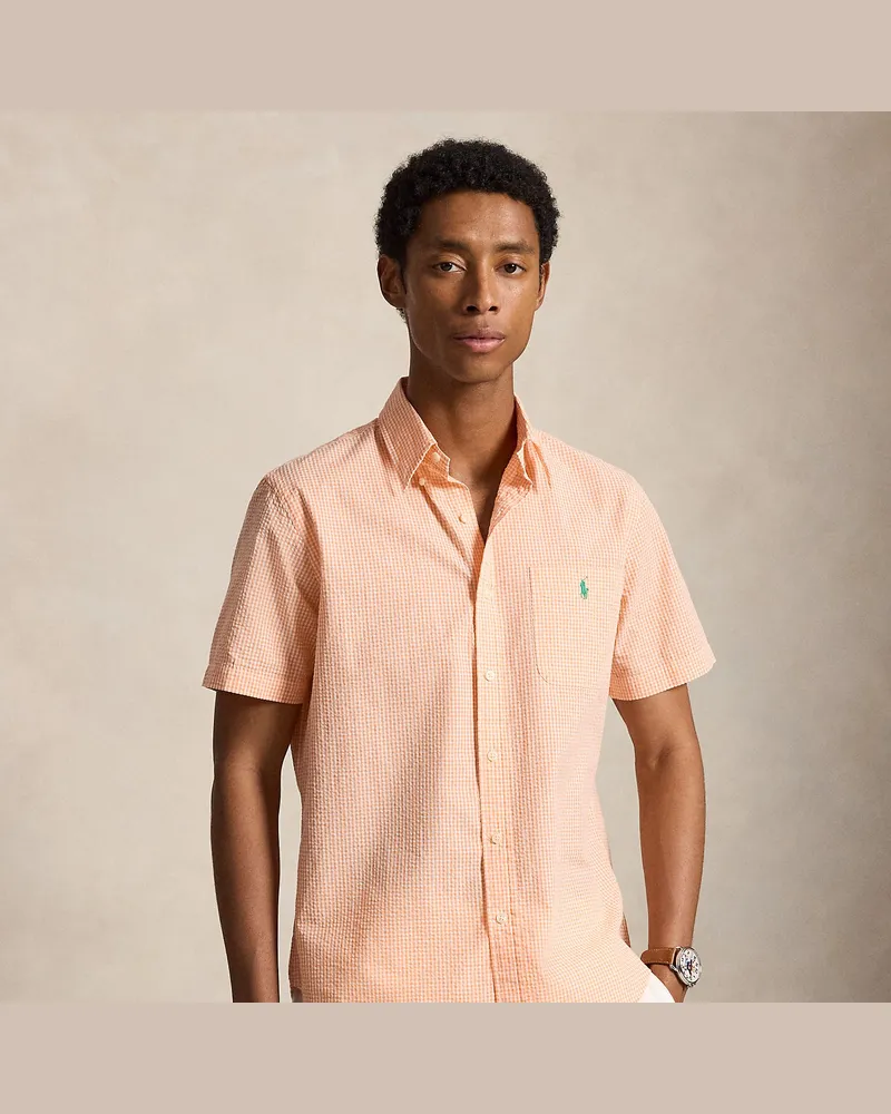 Ralph Lauren Classic-Fit Seersucker-Hemd RL Prepster Orange