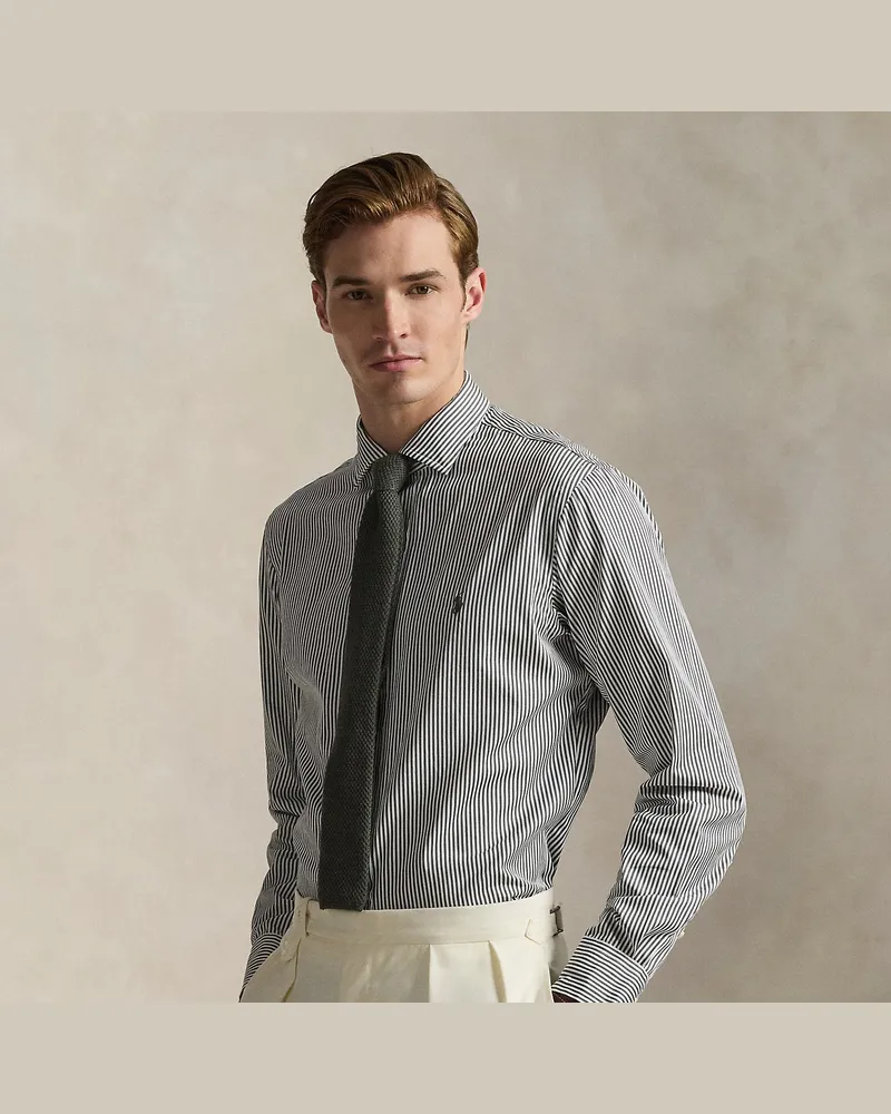 Ralph Lauren Custom-Fit Popelinehemd mit Streifen Grey