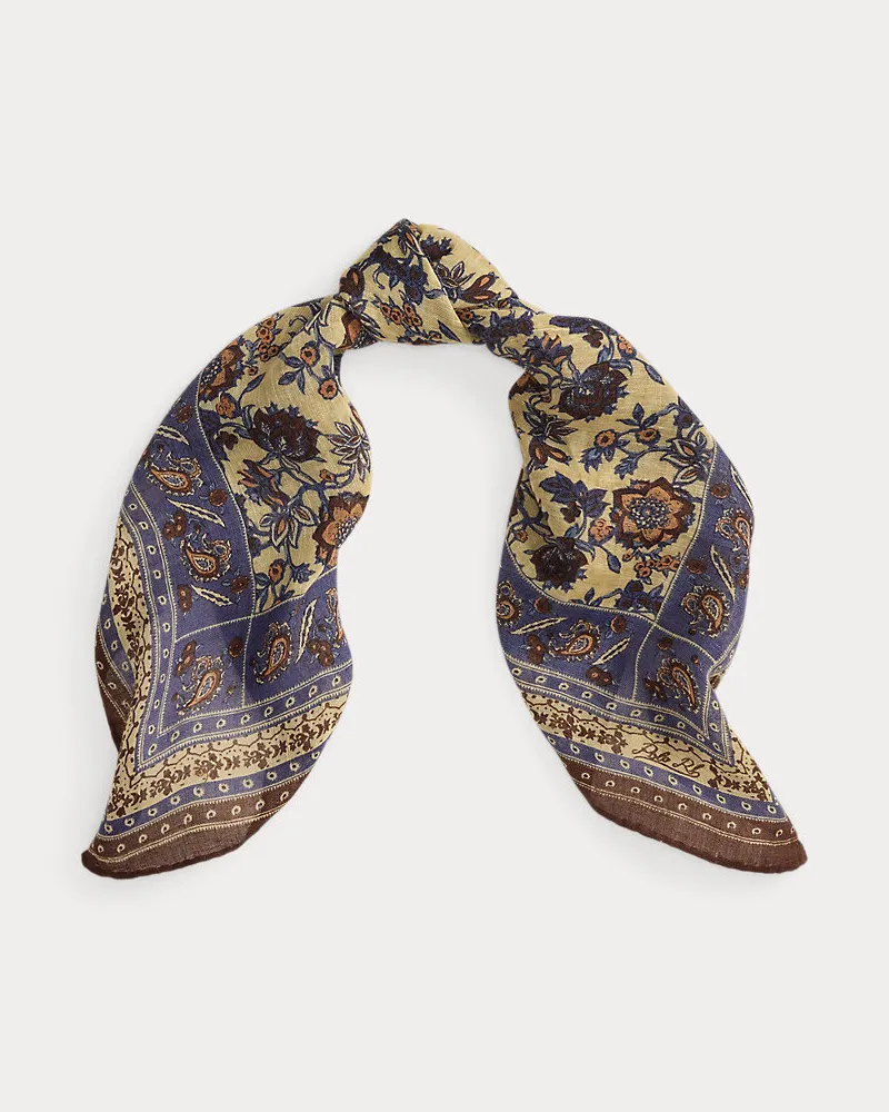 Ralph Lauren Woll-Leinen-Tuch mit Blockdruckmotiven Multi