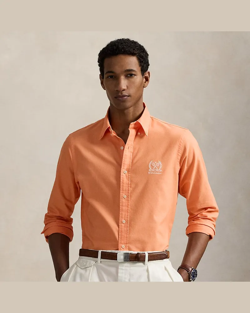 Ralph Lauren Gefärbtes Slim-Fit Oxfordhemd Wimbledon Red
