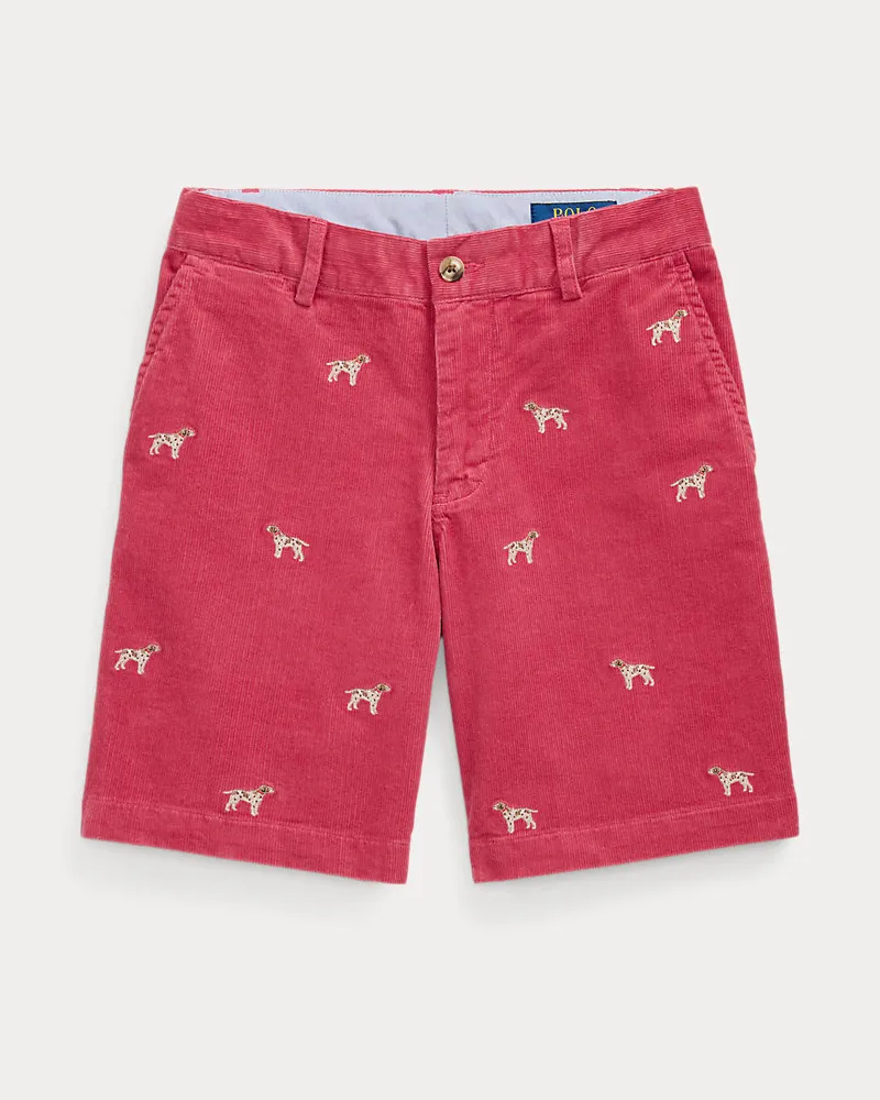 Ralph Lauren Shorts aus Kordsamt mit gesticktem Hund Red