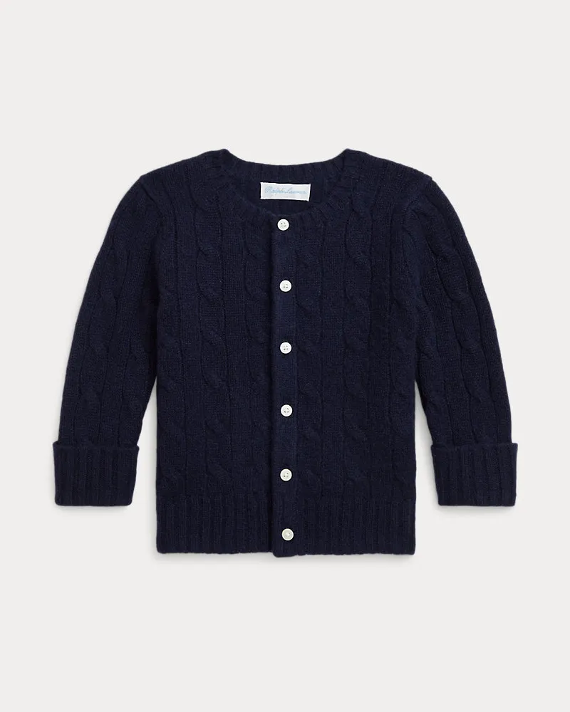 Ralph Lauren Kaschmirstrickjacke mit Zopfmuster Blue