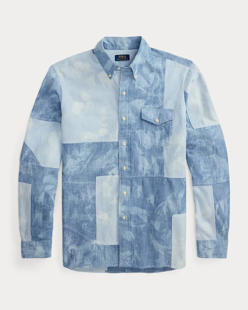 Ralph Lauren Classic-Fit Chambray-Hemd mit Patchwork Blue