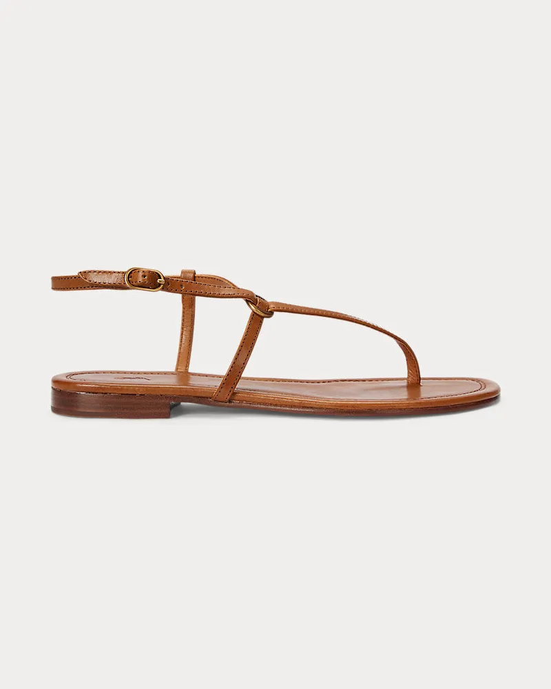 Ralph Lauren Ledersandale mit O-Ring Tan
