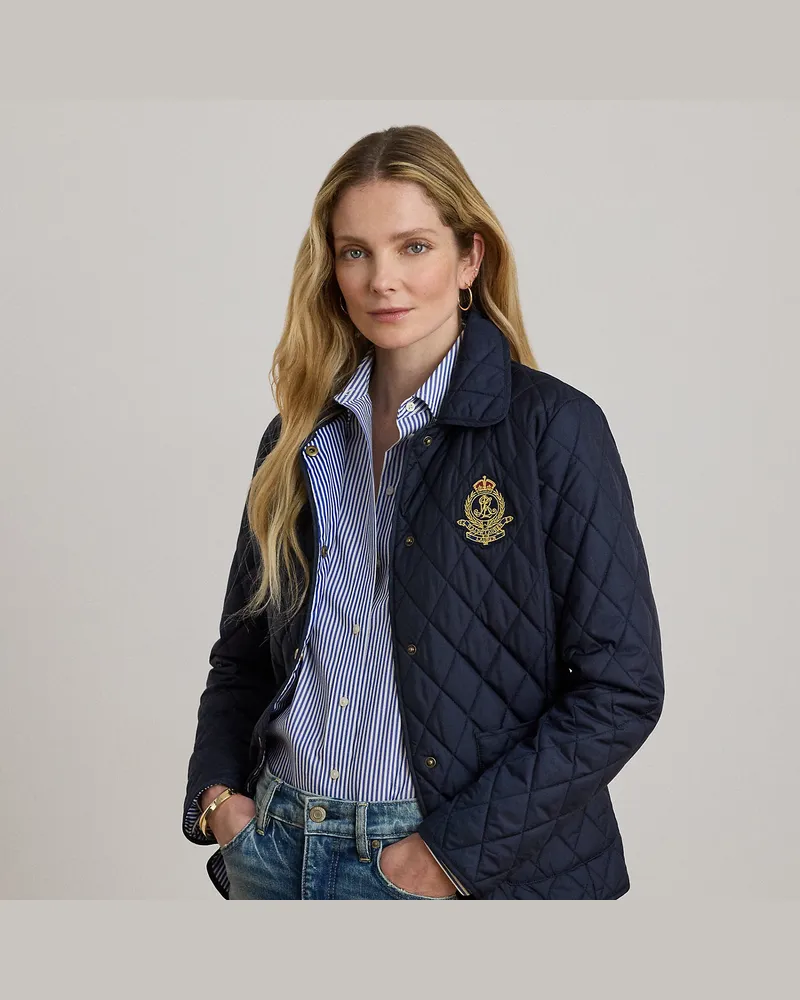 Ralph Lauren Steppjacke mit Wappenaufnäher Blue