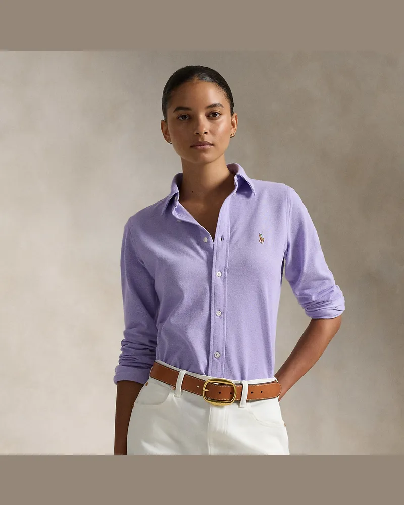 Ralph Lauren Slim-Fit Oxfordhemd aus Baumwollstrick Purple