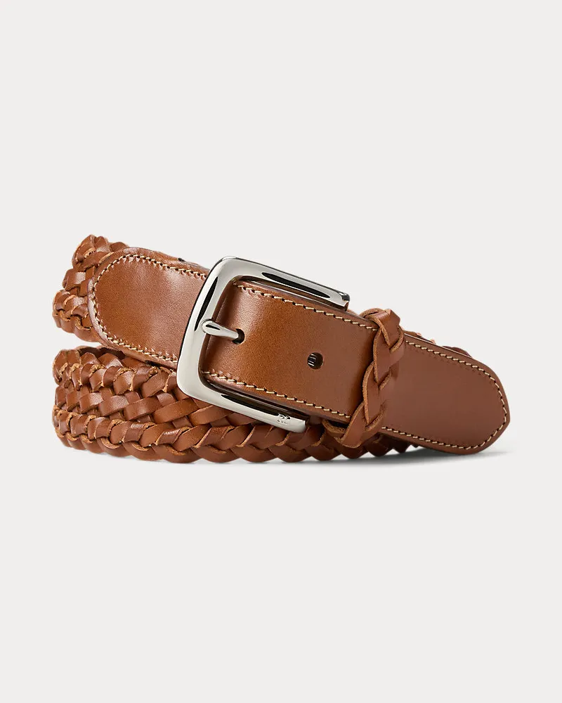 Ralph Lauren Geflochtener Ledergürtel Brown