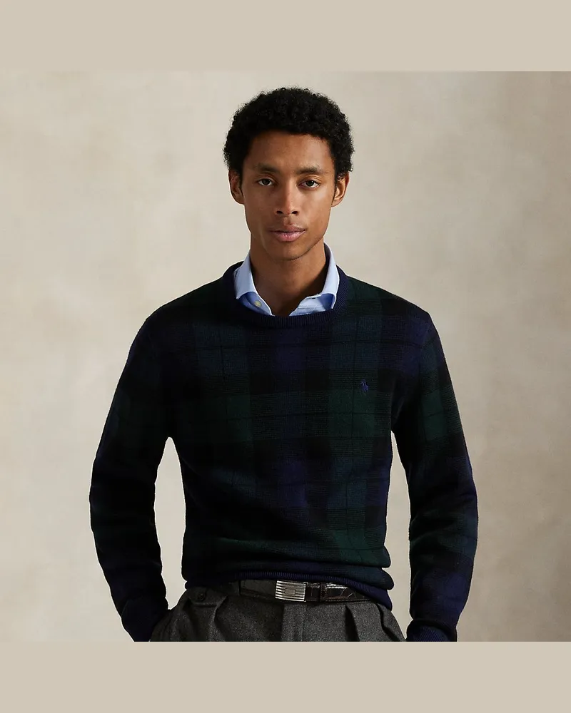 Ralph Lauren Waschbarer Karo-Wollpullover Green