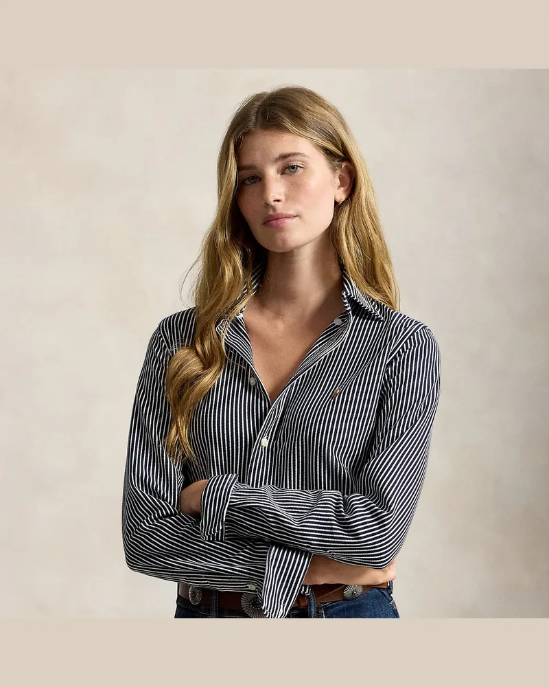Ralph Lauren Gestreiftes Hemd aus Baumwolloxford Blue