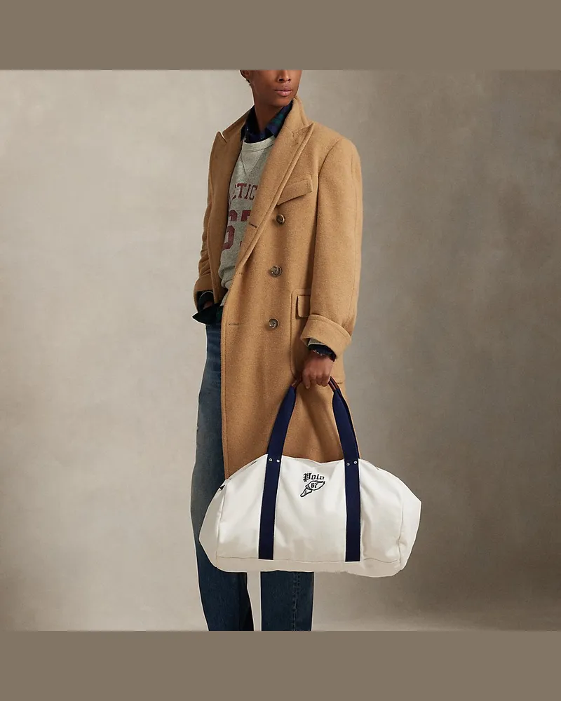 Ralph Lauren Bestickte Reisetasche aus Segeltuch Cream