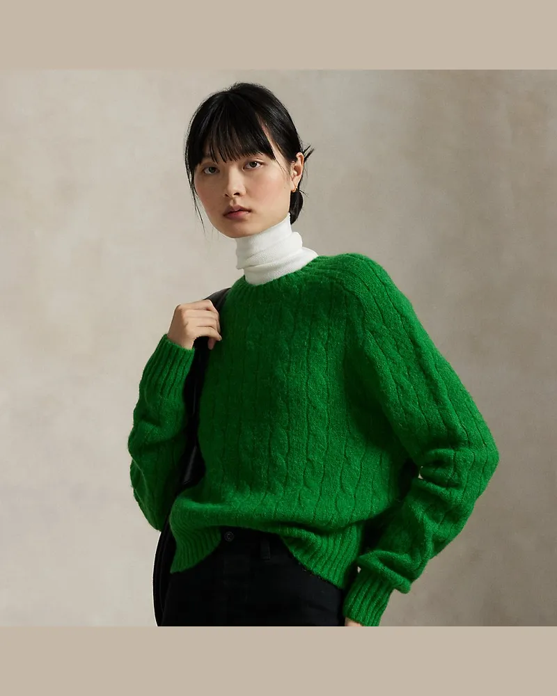 Ralph Lauren Pullover aus Wollmischung mit Zopfmuster Green