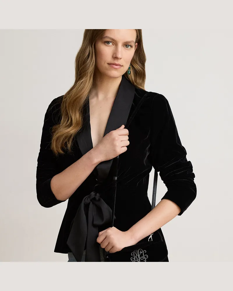 Ralph Lauren Samt-Geldbörse Marcy zum Umhängen Black