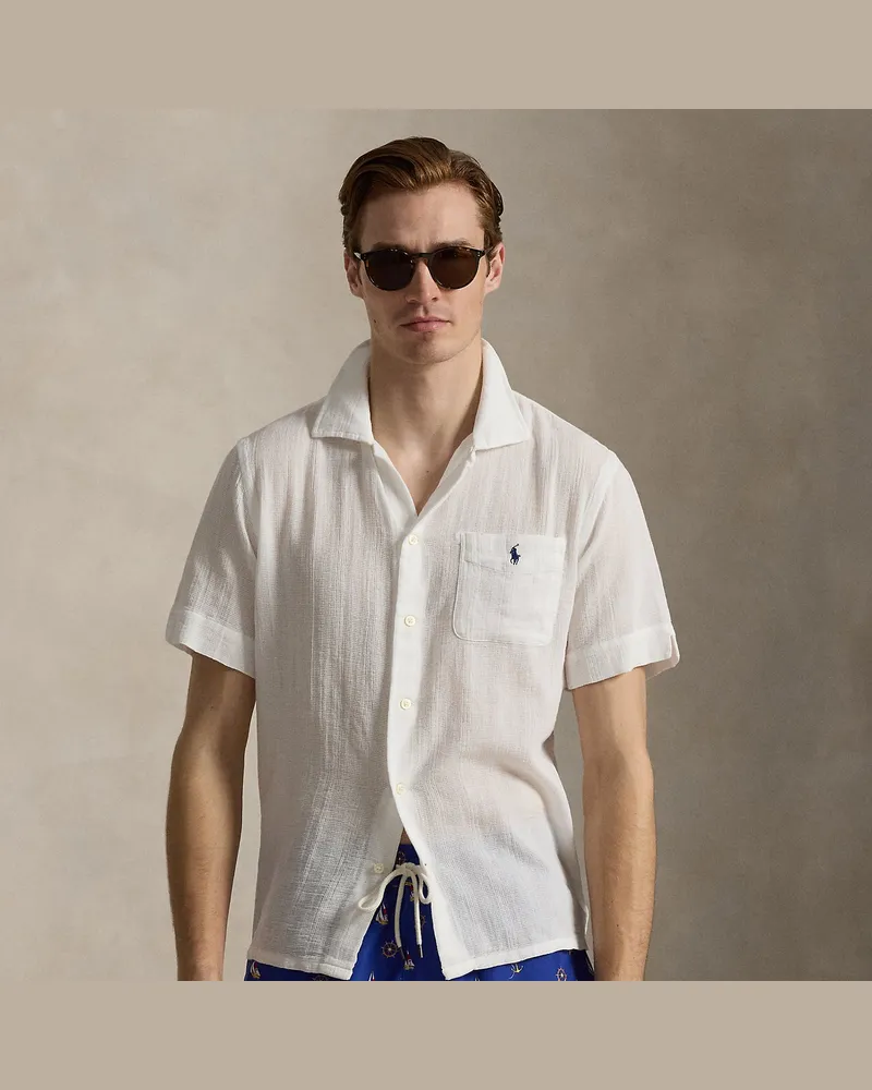 Ralph Lauren Classic-Fit Freizeithemd aus Korbgewebe White