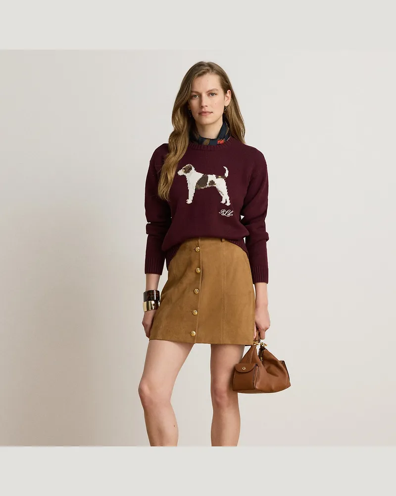 Ralph Lauren Bleistift-Minirock aus Ziegenwildleder Tan