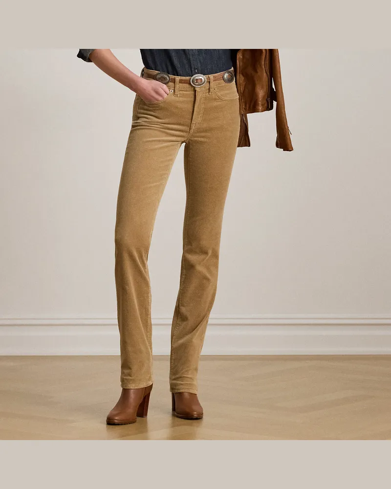 Ralph Lauren Kurzgrößen - Stretch-Kordhose mit mittlerer Leibhöhe Tan