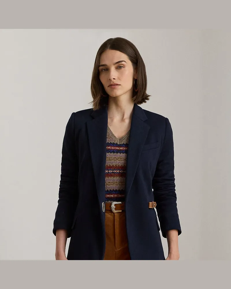 Ralph Lauren Jacquard-Fischgratblazer mit Schnalle Blue