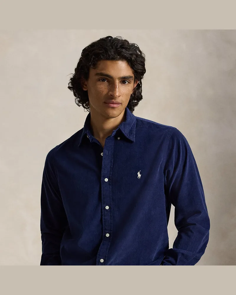 Ralph Lauren Custom-Fit-Kordsamthemd Blue