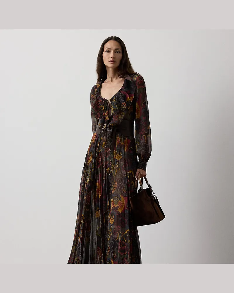 Ralph Lauren Plissiertes Chiffon-Tageskleid Catia Multi