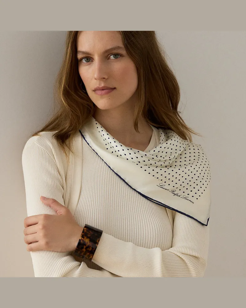 Ralph Lauren Gepunktetes Tuch aus Seidentwill Cream