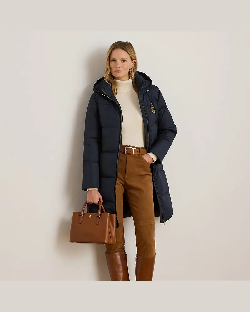 Ralph Lauren Steppmantel mit Kapuze und Wappen Blue