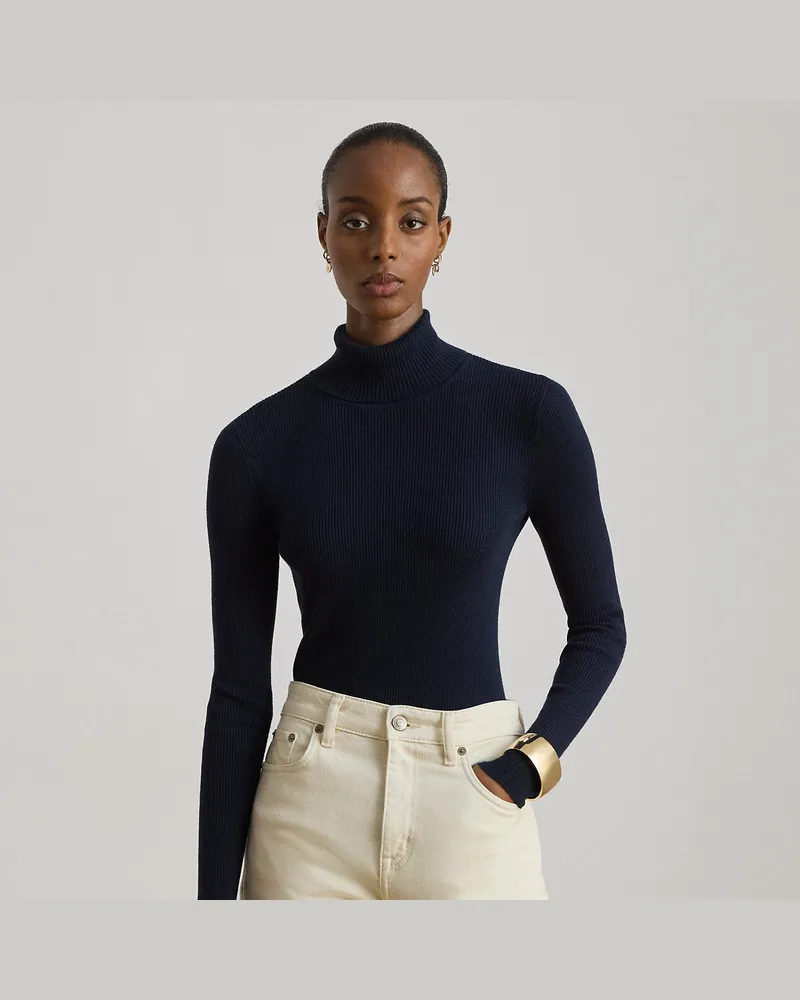 Ralph Lauren Gerippter Rollkragenpullover Blue