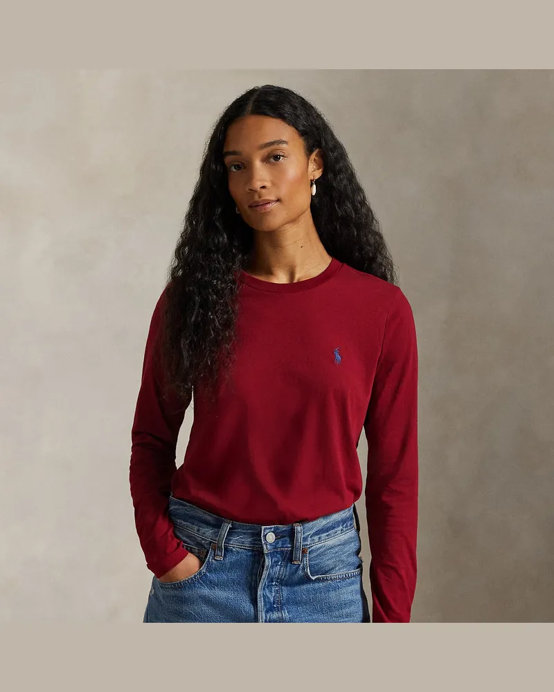 Ralph Lauren Langärmliges Rundhals-T-Shirt aus Jersey Red