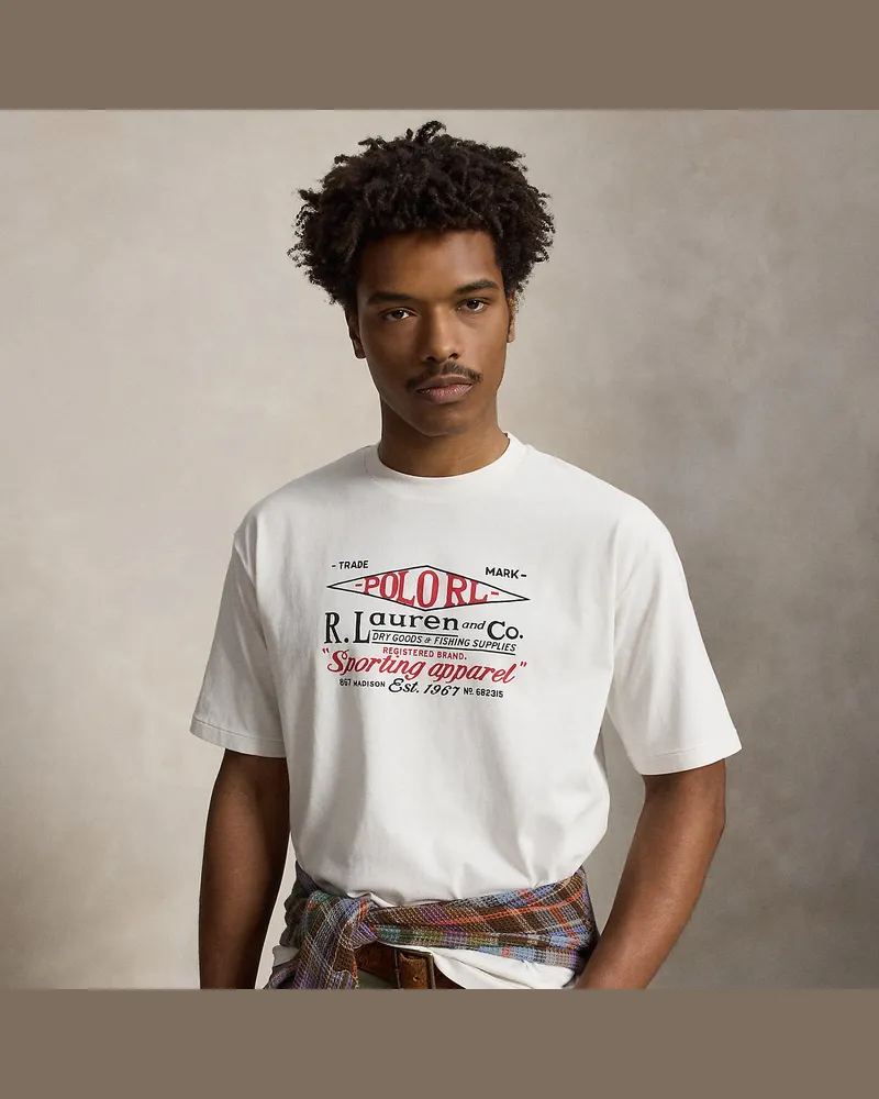 Ralph Lauren Relaxed-Fit Grafik-T-Shirt aus Jersey White