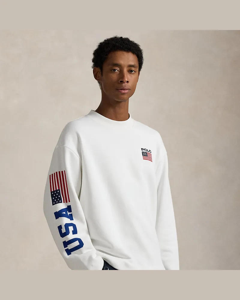Ralph Lauren Fleece-Sweatshirt mit US-Flagge White