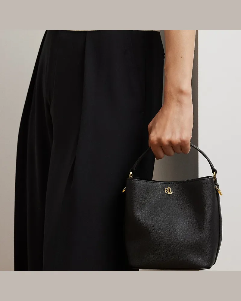 Ralph Lauren Kleine Schraffurleder-Beuteltasche Reese Black