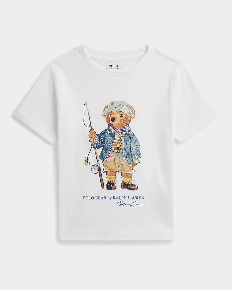 Ralph Lauren Baumwolljersey-T-Shirt mit Polo Bear White