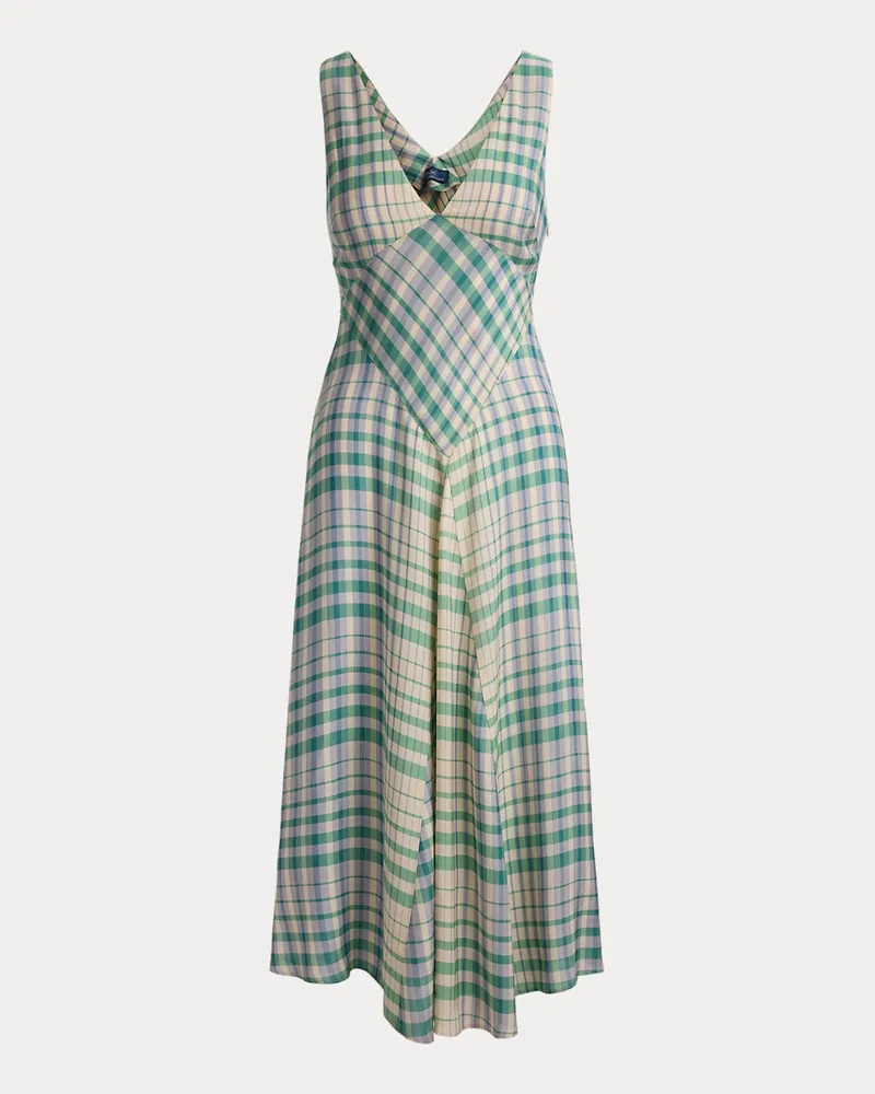 Ralph Lauren Ärmelloses Bahnenkleid mit Karomuster Blue