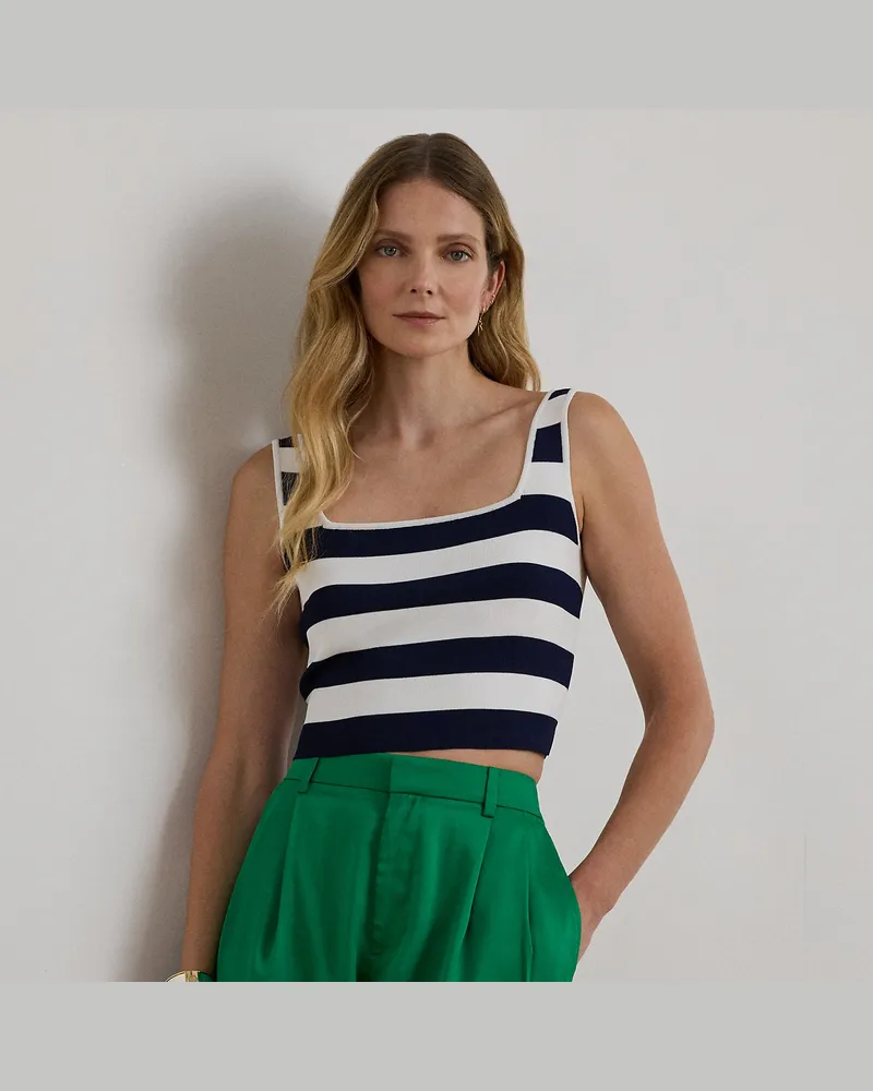 Ralph Lauren Gestreifter ärmelloser Kurzpullover White