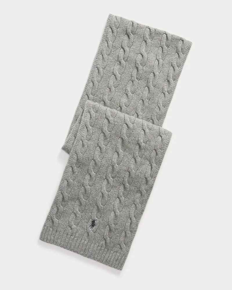 Ralph Lauren Woll-Kaschmirschal mit Zopfmuster Grey