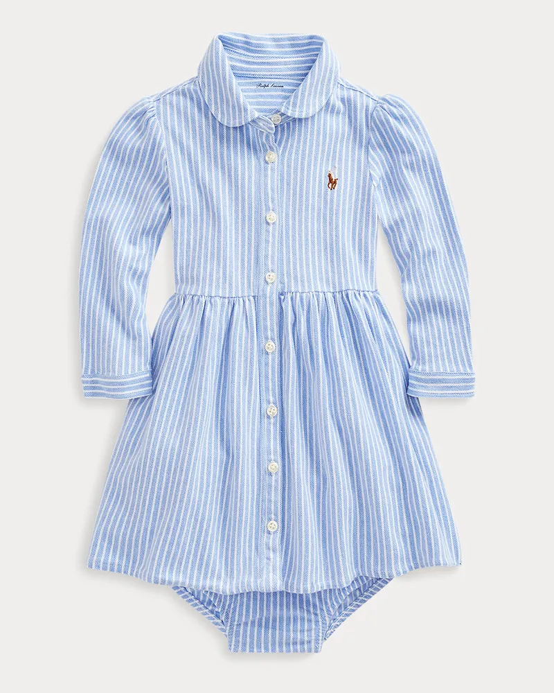 Ralph Lauren Gestreiftes Oxford-Mesh-Kleid & Höschen Blue