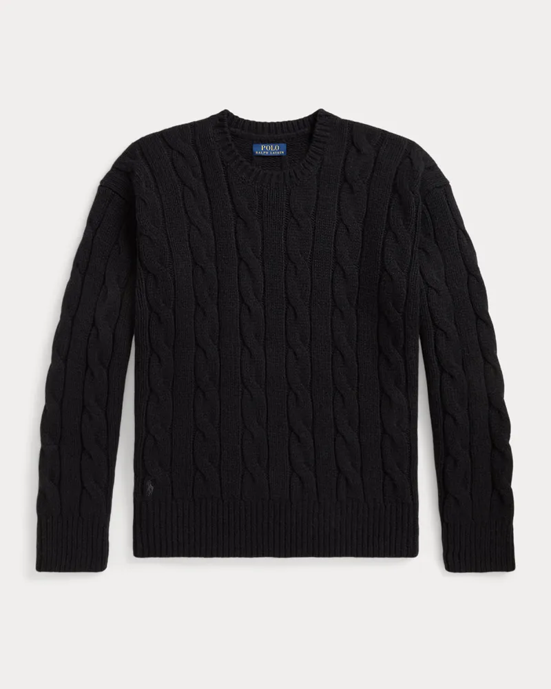 Ralph Lauren Relaxed-Fit Pullover mit Zopfmuster Black
