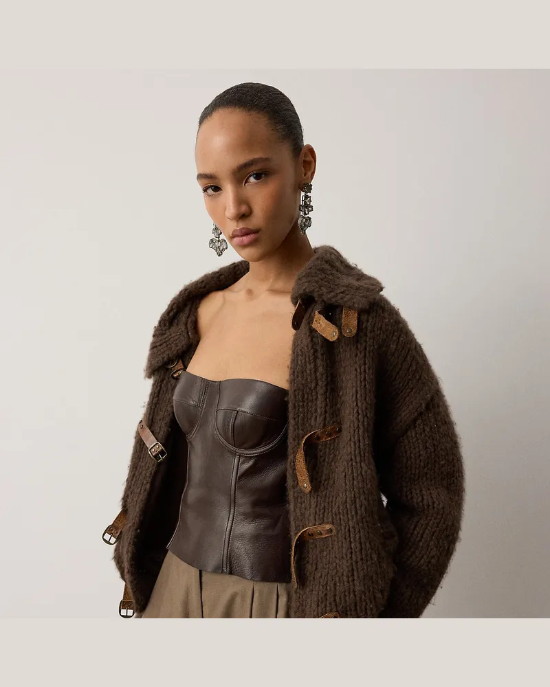 Ralph Lauren Pullover-Fliegerjacke aus Kaschmir Brown