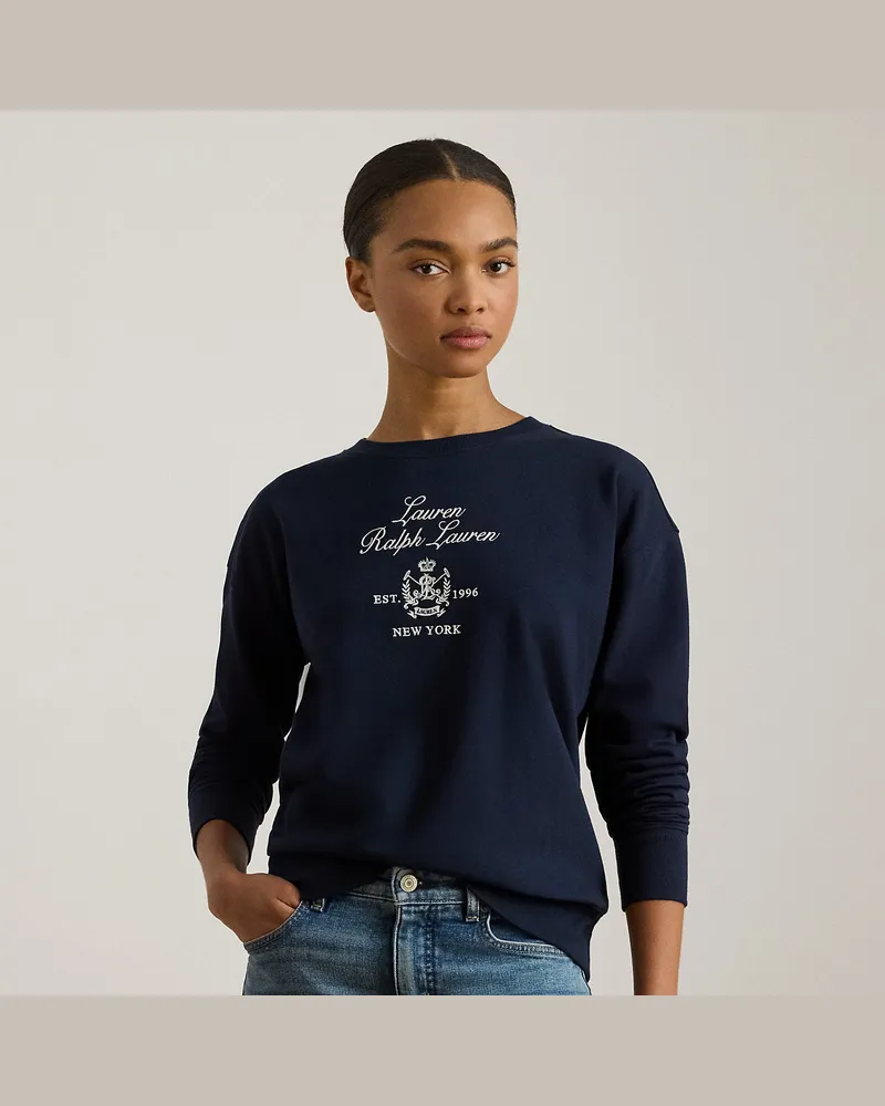 Ralph Lauren Fleece-Pullover mit Wappenstickerei Blue