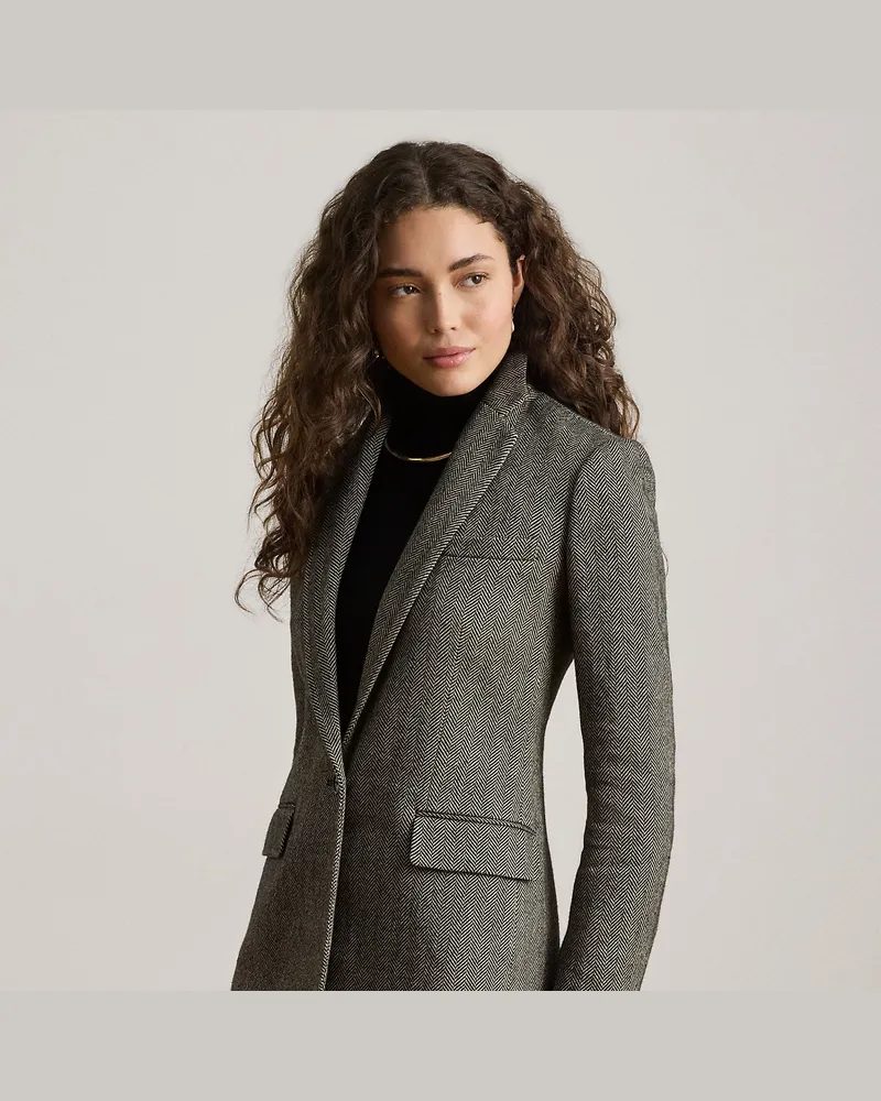Ralph Lauren Fischgrat-Blazer aus Baumwollmischung Black