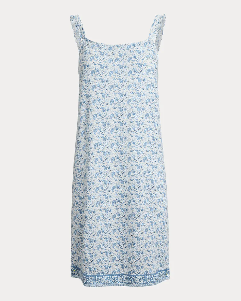 Ralph Lauren Paisley-Nachthemd mit Rüschenbesatz Blue