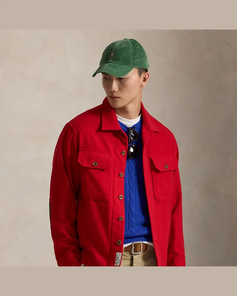 Ralph Lauren Twill-Hemdjacke mit Wildlederaufnäher Red