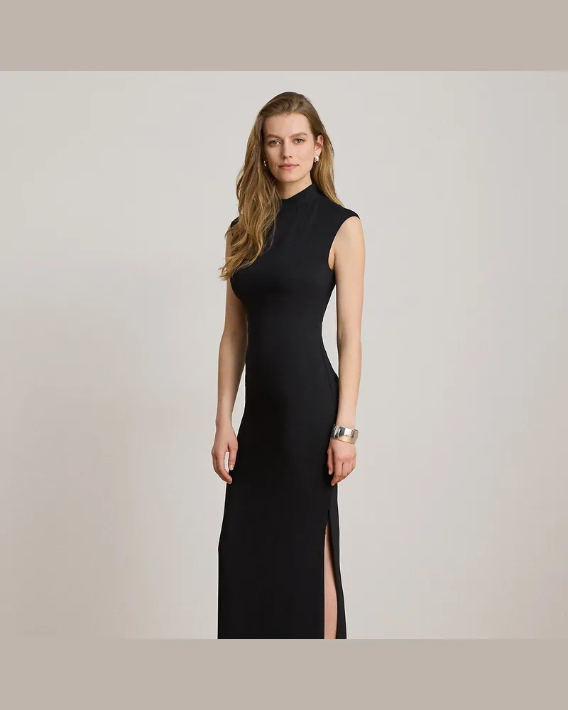 Ralph Lauren Stretch-Cady-Kleid mit Halbrollkragen Black