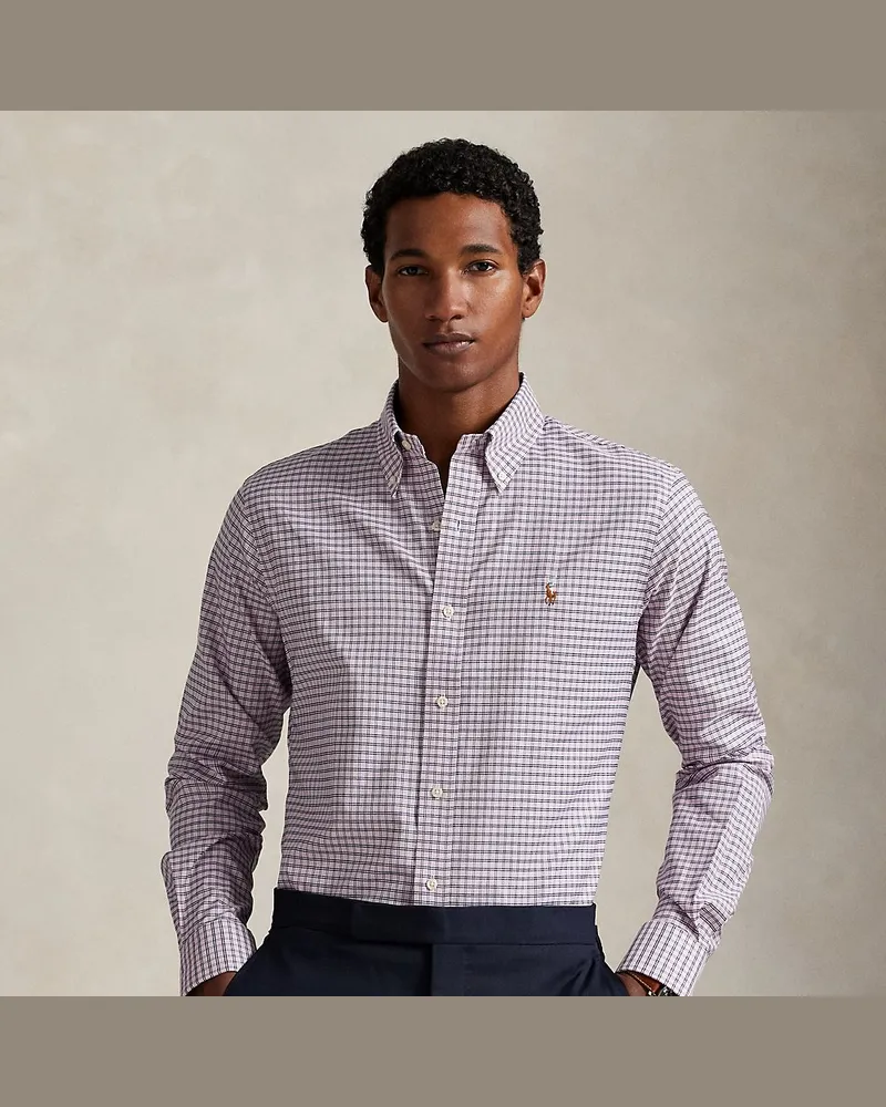 Ralph Lauren Gemustertes Custom-Fit Oxfordhemd White