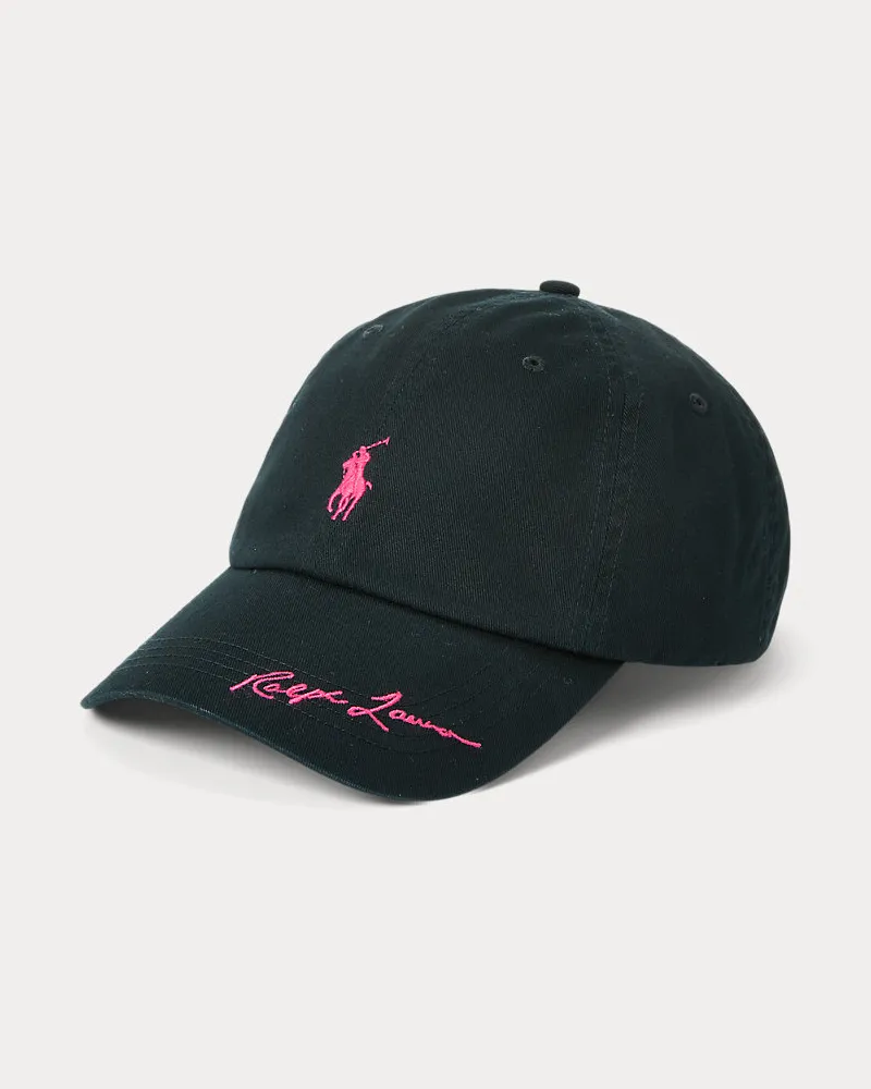 Ralph Lauren Twill-Baseballkappe mit Pink Pony Black