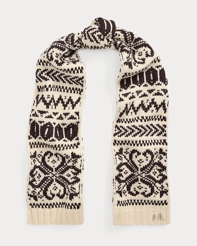 Ralph Lauren Wollschal mit Schneeflockenmotiv Cream