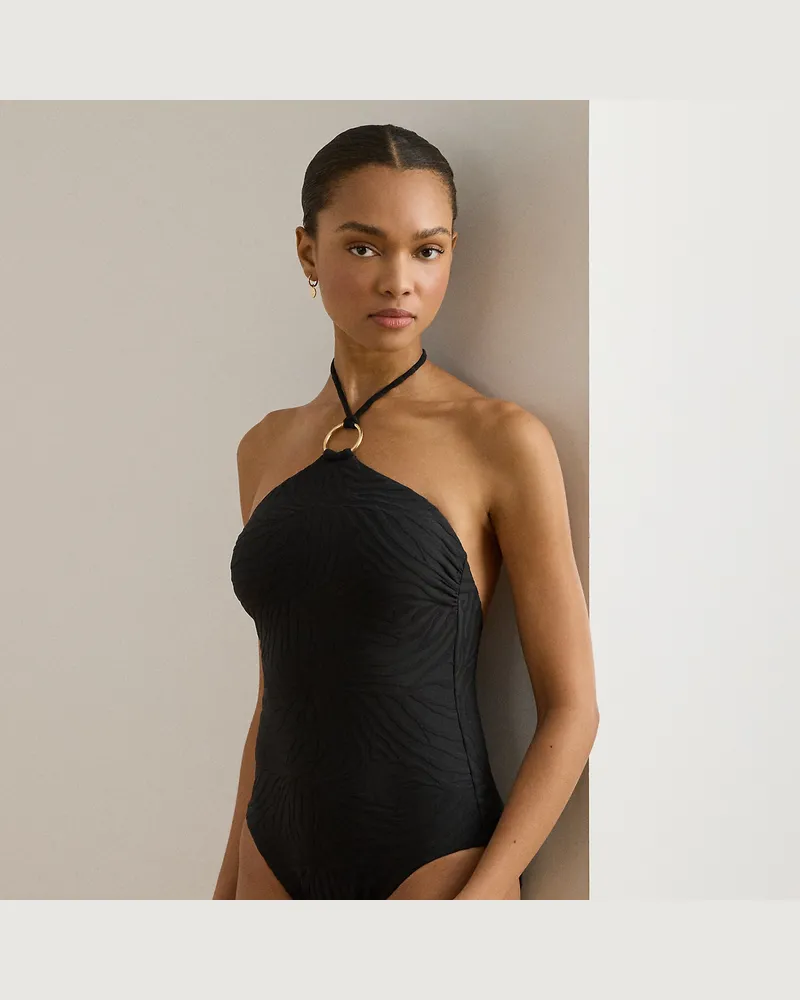 Ralph Lauren Zebra-Jacquard-Badeanzug mit Ring vorne Multi