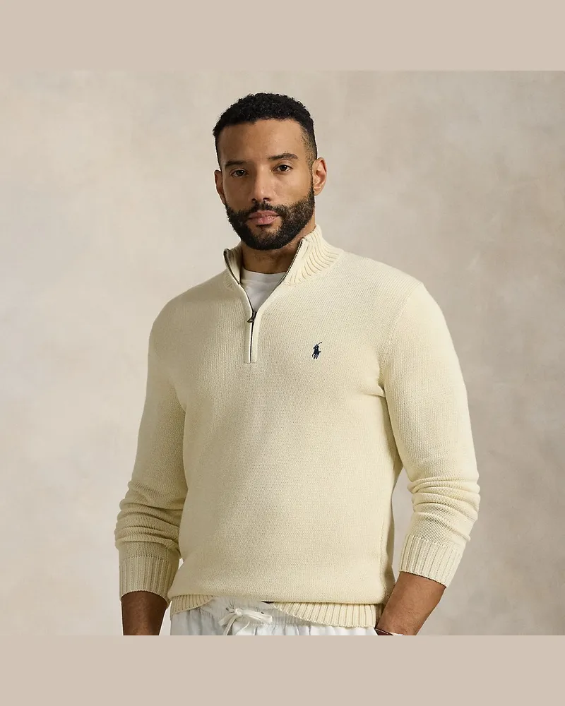 Ralph Lauren Große Größen - Baumwollpullover mit Reißverschluss Tan