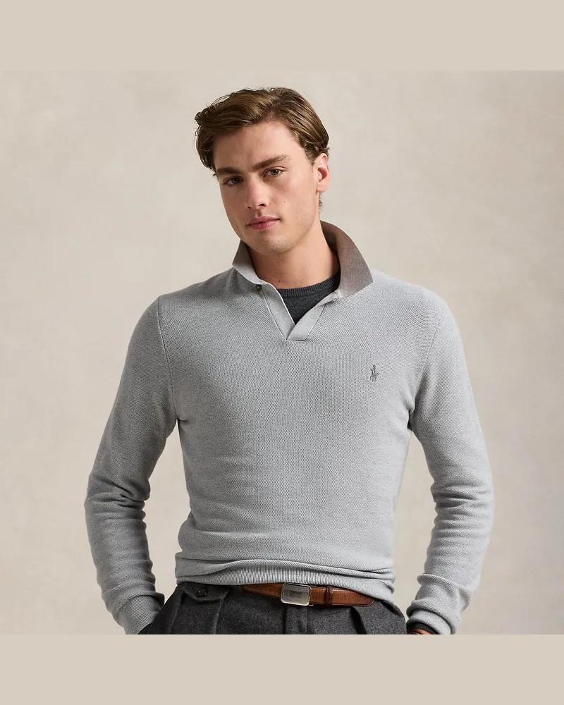Ralph Lauren Baumwollpullover mit Polokragen Grey