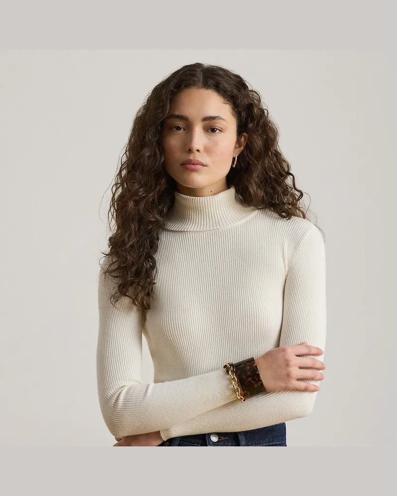 Ralph Lauren Gerippter Rollkragenpullover Cream
